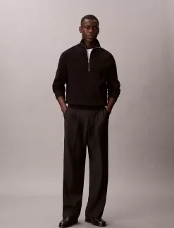 Calvin Klein Pullover mit 1/4-Reißverschluss aus technischem Strick^Herren Strickdesigns