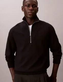 Calvin Klein Pullover mit 1/4-Reißverschluss aus technischem Strick^Herren Strickdesigns