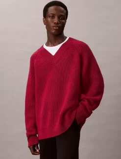 Calvin Klein Pullover mit V-Ausschnitt aus Wollgemisch^Herren Strickdesigns