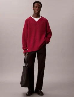 Calvin Klein Pullover mit V-Ausschnitt aus Wollgemisch^Herren Strickdesigns