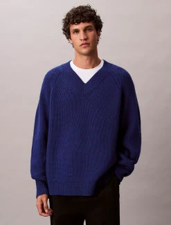 Calvin Klein Pullover mit V-Ausschnitt aus Wollgemisch^Herren Strickdesigns