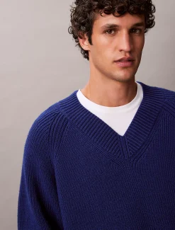 Calvin Klein Pullover mit V-Ausschnitt aus Wollgemisch^Herren Strickdesigns