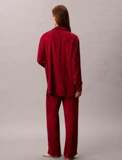 Calvin Klein Pyjama-Hemd mit Satin-Glanz und Print^Damen Dessous|Nachtwäsche & Loungewear