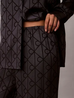 Calvin Klein Pyjama-Hose mit Satin-Glanz und Print^Damen Dessous|Nachtwäsche & Loungewear