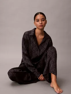 Calvin Klein Pyjama-Hose mit Satin-Glanz und Print^Damen Dessous|Nachtwäsche & Loungewear