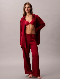 Calvin Klein Pyjama-Hose mit Satin-Glanz und Print^Damen Dessous|Nachtwäsche & Loungewear