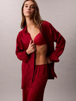 Calvin Klein Pyjama-Hose mit Satin-Glanz und Print^Damen Dessous|Nachtwäsche & Loungewear