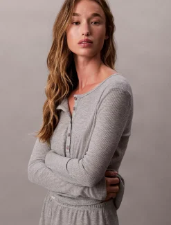 Calvin Klein Pyjama-Top mit langen Ärmeln und Waffelstruktur^Damen Nachtwäsche & Loungewear