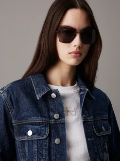 Calvin Klein Quadratische Sonnenbrille CKJ24201S^Damen Sonnenbrillen