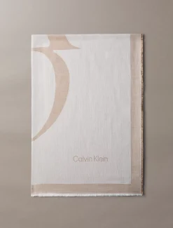 Calvin Klein Quadratischer Chambray-Logo-Schal^Damen Schals & Handschuhe