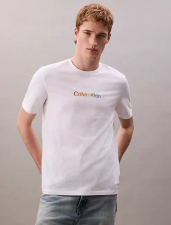 Calvin Klein Regenbogen-Logo-T-Shirt - Pride^Herren T-shirts