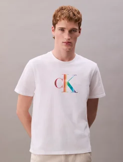 Calvin Klein Regenbogen-Monogramm-T-Shirt - Pride^Herren T-shirts