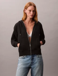 Calvin Klein Reißverschluss-Hoodie aus Baumwoll-Frottee^Damen Sweatshirts & Hoodies
