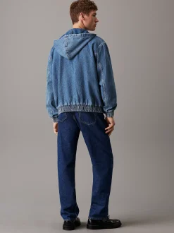 Calvin Klein Reißverschlussjacke aus Denim mit Kapuze^Herren Jeansjacken|JackenFrisch Eingetroffen