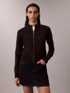 Calvin Klein Reißverschlussjacke aus technischem Strick^Damen Strickdesigns