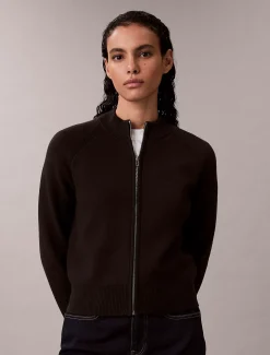 Calvin Klein Reißverschlussjacke aus technischem Strick^Damen Strickdesigns