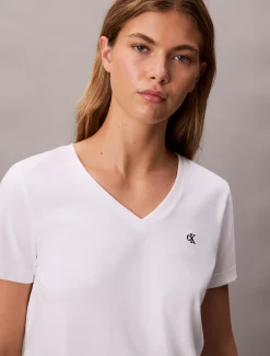 Calvin Klein Relaxed Monogram-T-Shirt mit V-Ausschnitt^Damen T-shirts & Tops