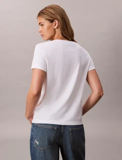 Calvin Klein Relaxed Monogram-T-Shirt mit V-Ausschnitt^Damen T-shirts & Tops