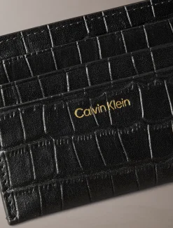 Calvin Klein RFID-Kartenetui aus Leder mit Kroko-Effekt^Damen Geldbörsen & Etuis