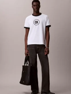 Calvin Klein Ringer-T-Shirt mit Logo-Grafik^Herren T-shirts