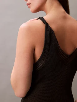 Calvin Klein Rippstrick-Kleid ohne Ärmel^Damen Kleider & Röcke