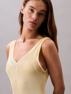 Calvin Klein Rippstrick-Kleid ohne Ärmel^Damen Kleider & Röcke