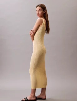 Calvin Klein Rippstrick-Kleid ohne Ärmel^Damen Kleider & Röcke