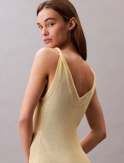Calvin Klein Rippstrick-Kleid ohne Ärmel^Damen Kleider & Röcke