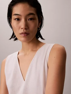 Calvin Klein Ärmelloses Midikleid aus einer Leinenmischung^Damen Kleider & Röcke