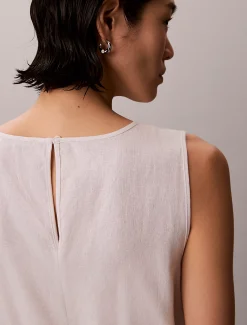 Calvin Klein Ärmelloses Midikleid aus einer Leinenmischung^Damen Kleider & Röcke