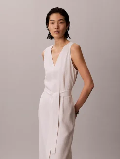 Calvin Klein Ärmelloses Midikleid aus einer Leinenmischung^Damen Kleider & Röcke