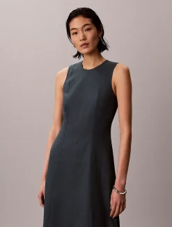 Calvin Klein Ärmelloses Midikleid aus einer Leinenmischung^Damen Kleider & Röcke