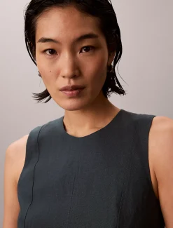 Calvin Klein Ärmelloses Midikleid aus einer Leinenmischung^Damen Kleider & Röcke