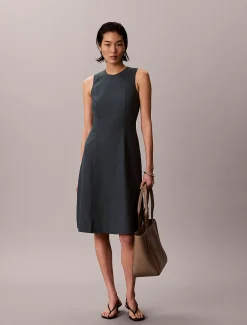 Calvin Klein Ärmelloses Midikleid aus einer Leinenmischung^Damen Kleider & Röcke