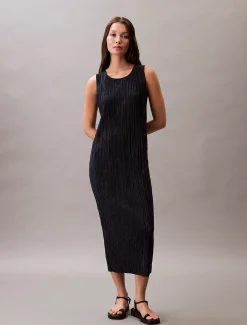 Calvin Klein Ärmelloses Midikleid aus Plissee^Damen Kleider & Röcke