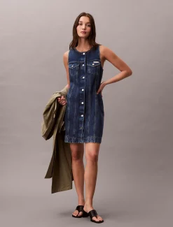 Calvin Klein Ärmelloses Trucker-Kleid aus Denim^Damen Kleider & Röcke
