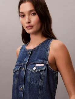 Calvin Klein Ärmelloses Trucker-Kleid aus Denim^Damen Kleider & Röcke