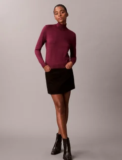 Calvin Klein Rollkragenpullover aus Merinowolle und Lurex^Damen Strickdesigns