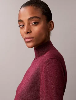 Calvin Klein Rollkragenpullover aus Merinowolle und Lurex^Damen Strickdesigns