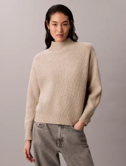 Calvin Klein Rollkragenpullover mit weichen Rippen^Damen Strickdesigns