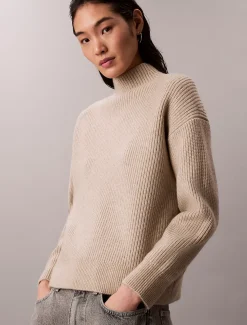 Calvin Klein Rollkragenpullover mit weichen Rippen^Damen Strickdesigns