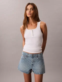 Calvin Klein 90's Denim-Shorts mit Monogramm^Damen Hosen & Shorts