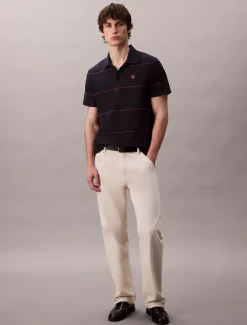 Calvin Klein Schlichtes Polo mit strukturiertem Streifenmuster^Herren Hemden & Poloshirts