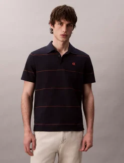 Calvin Klein Schlichtes Polo mit strukturiertem Streifenmuster^Herren Hemden & Poloshirts