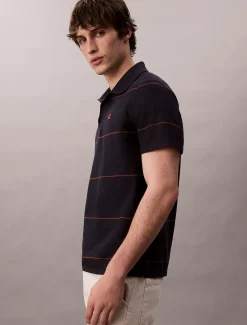 Calvin Klein Schlichtes Polo mit strukturiertem Streifenmuster^Herren Hemden & Poloshirts