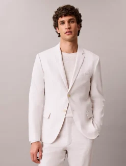 Calvin Klein Schmaler Blazer aus Leinen-Mix^Herren Anzüge|JackenFrisch Eingetroffen