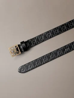 Calvin Klein Schmaler Logo-Gürtel aus Vollnarbenleder^Damen Gürtel