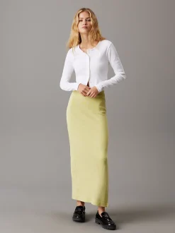 Calvin Klein Schmaler Midi-Rock aus gerippter Baumwolle^Damen Kleider & Röcke