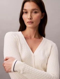 Calvin Klein Schmaler Strick-Cardigan mit Zopfstrickmuster^Damen Strickdesigns