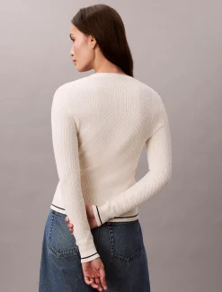 Calvin Klein Schmaler Strick-Cardigan mit Zopfstrickmuster^Damen Strickdesigns